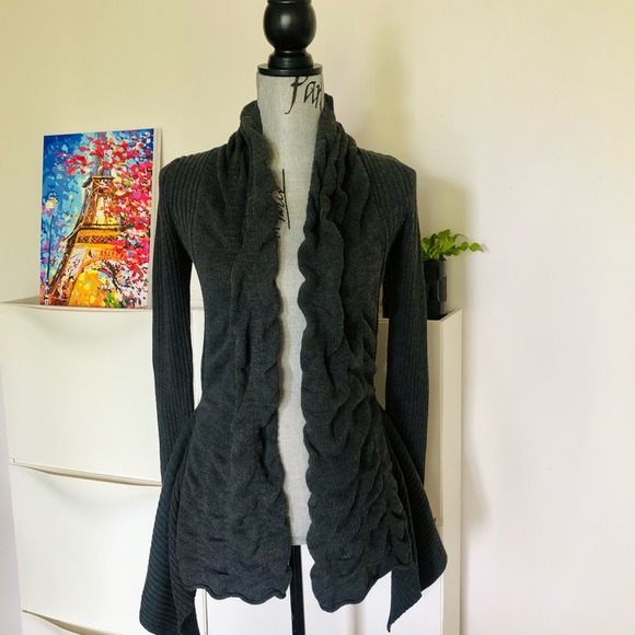Stretchable Open Front Shaped Knit Cardigan - Picture 4 of 13